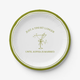 "Tini Bit Longer" Dirty Martini Olive Bachelorette Pappteller