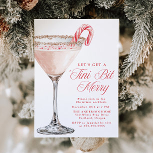 „Tini Bit Merry“ Candy Cane Martini Weihnachtsfeie Einladung