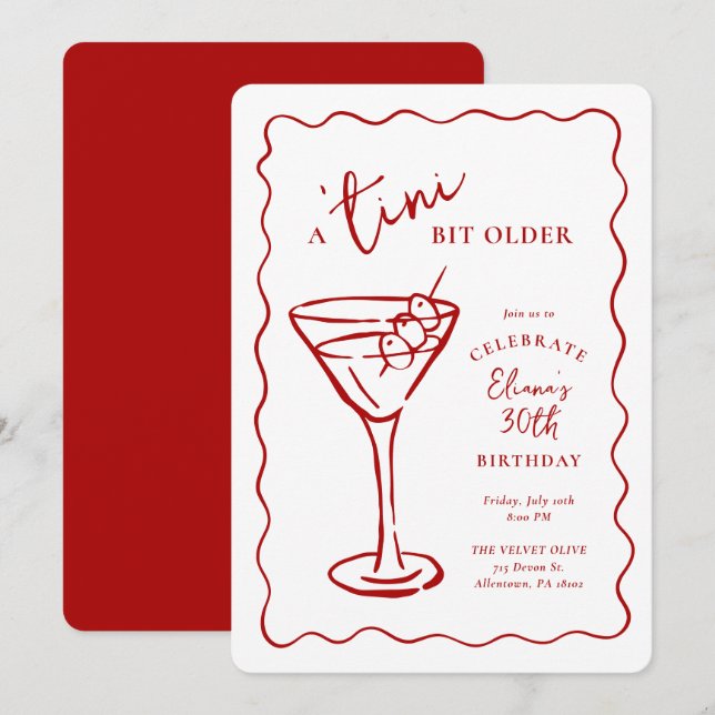 Tini Bit Older 30th Birthday Party Einladung (Vorne/Hinten)