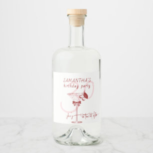 Tini Bit Older Bow Cherry Martini Geburtstag Willk Alkoholflaschenetikett