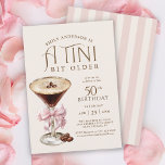 Tini Bit Older Espresso Martini 50. Geburtstag Einladung<br><div class="desc">Eine 50. Geburtstagseinladung mit einem raffinierten und spielerischen Design. Es verfügt über ein elegantes Espressomartini-Glas, das mit einer frostigen Schicht überzogen ist, und Kaffeebohnen mit einem rosa Chiffonbogen auf einem Elfenbeinbeige-Hintergrund. Diese Details verleihen dem Anblick des Genusses und der Feier einen besonderen Reiz! Personalisieren Sie diese ganz besondere Meilenstein-Einladung mit...</div>