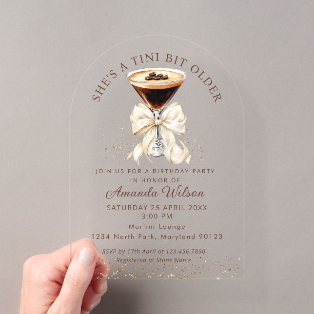 Tini Bit Older Espresso Martini Acrylic Invitation (In situ (ordinateur de poche))