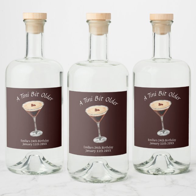 Tini Bit Older - Espresso Martini Thema Alkoholflaschenetikett (Flaschen)