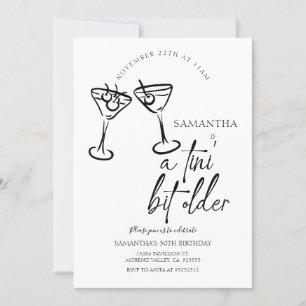 Tini Bit Older Hand Drawn Martini Erwachsenen Gebu Einladung