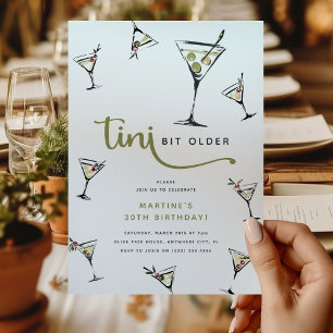'Tini Bit Older' Martini Cocktail Erwachsener Gebu Einladung