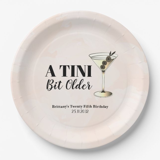 Tini Bit Older Martini Cocktail Geburtstag Pappteller (Vorderseite)