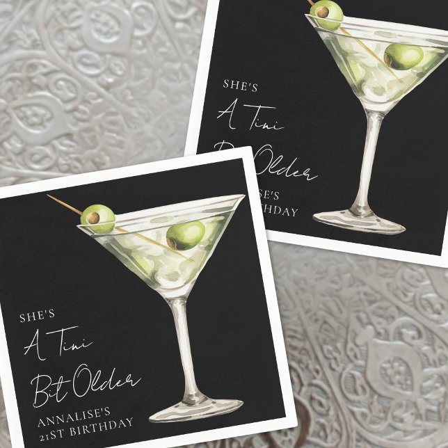 Tini Bit Older Martini Geburtstag Serviette (Tini Bit Older Martini Birthday Napkins)