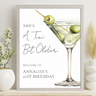 Tini Bit Older Martini Geburtstagsparty Begrüßungs Poster