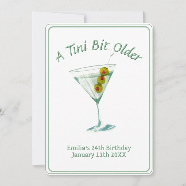 Tini Bit Older - Thema Olivenöl Einladung (Vorderseite)