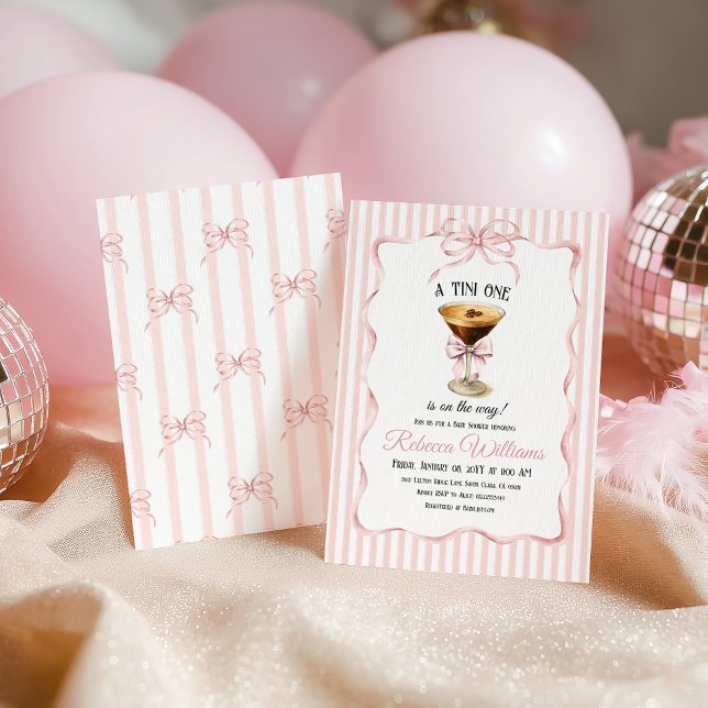 Tini One Bow Coffee Espresso Martini Baby Shower Einladung (Von Creator hochgeladen)