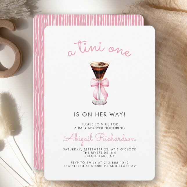 Tini One Espresso Martini Pink Girl Babydusche Einladung (Von Creator hochgeladen)
