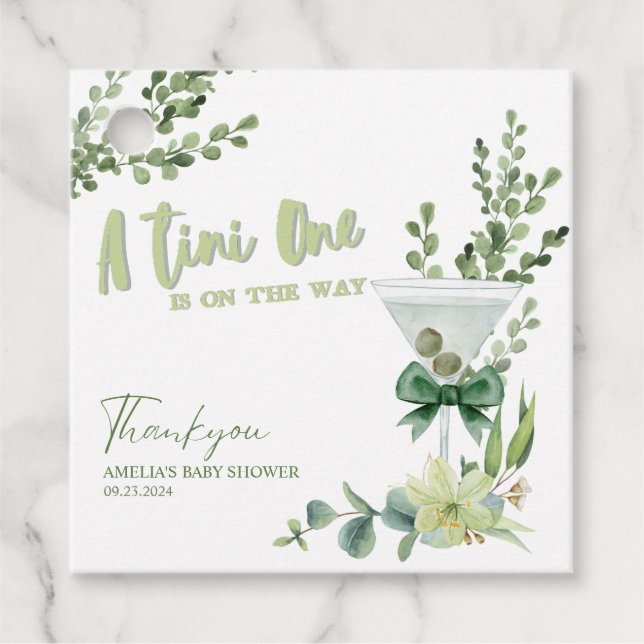 Tini one ist auf dem Weg geschlechtsneutrale Babyd Geschenkanhänger (Vorderseite)