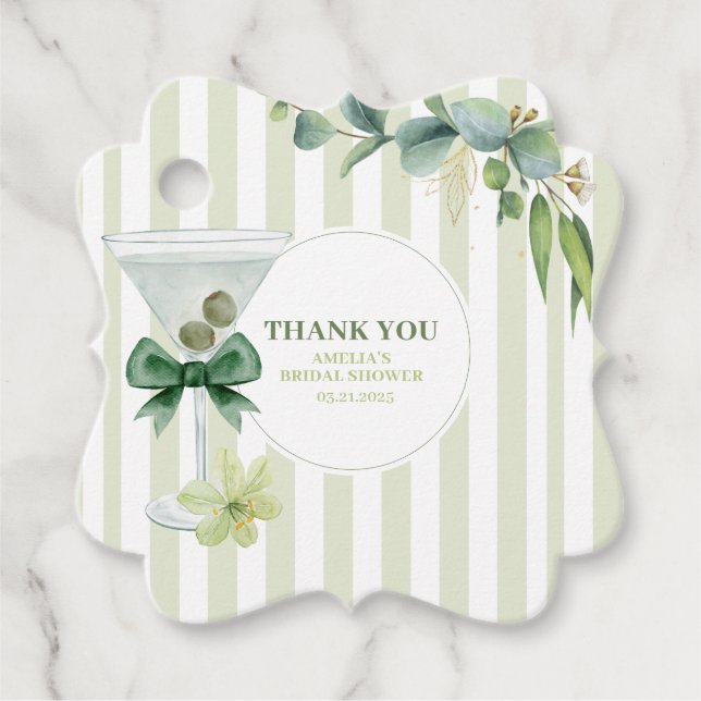 Tini one ist auf dem Weg Martini Baby Dusche Geschenkanhänger (Vorderseite)