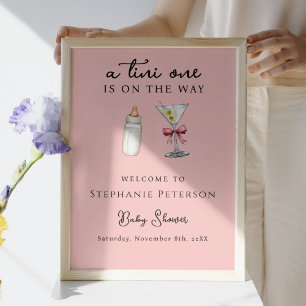 Tini One On The Way Pink Back Martini Babyparty Poster