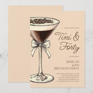 Tini und 30 Script Martini 40. Geburtstag Party Einladung