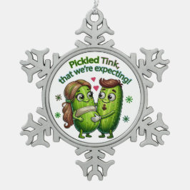 Tink mit Pickle, den wir erwarten Schneeflocken Zinn-Ornament