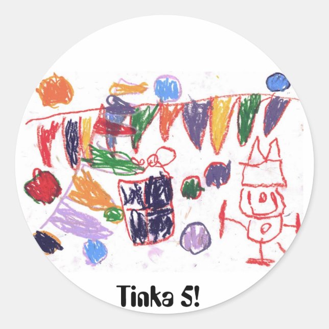 Tinka 5! runder aufkleber (Vorderseite)