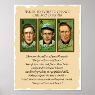 Tinker to Evers to Chance Chicago Cubs 1910 Gedich Poster