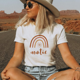 TINLEY Boho Burnt Orange Rainbow Sun Auntie T-Shirt