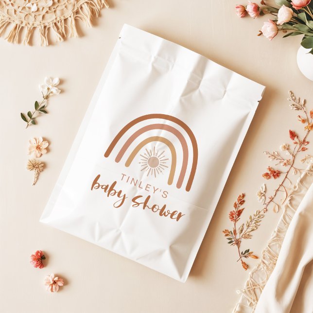 TINLEY Boho Terracotta Rainbow Sun Baby Einladung Geschenktütchen (Von Creator hochgeladen)