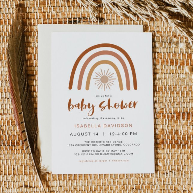 TINLEY Boho Terracotta Rainbow Sun Baby Invitation (Créateur téléchargé)