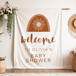 TINLEY Boho Terrakotta Regenbogen Baby Shower Wandteppich