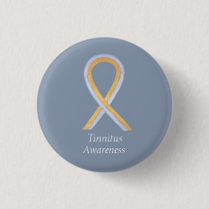 Tinnitus Gold/Silber-Bewusstseins-Schleifen-Anstec Button
