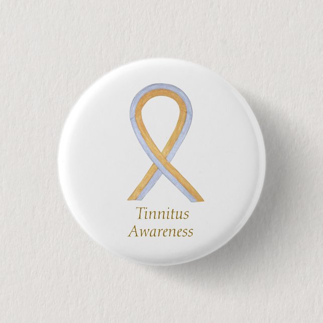 Tinnitus Gold/Silver Awareness Ribbon Custom Butto Button (Vorderseite)