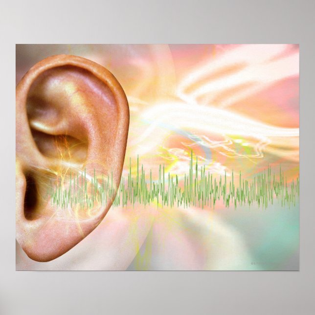 Tinnitus, konzeptionelle Computerkunst. Poster (Vorne)