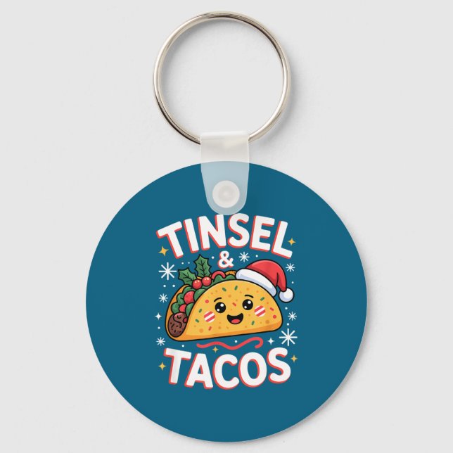 Tinsel And Tacos Cute Christmas Mexican Food Fun  Schlüsselanhänger (Vorderseite)