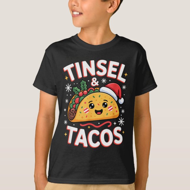 Tinsel And Tacos Cute Christmas Mexican Food Fun  T-Shirt (Vorderseite)