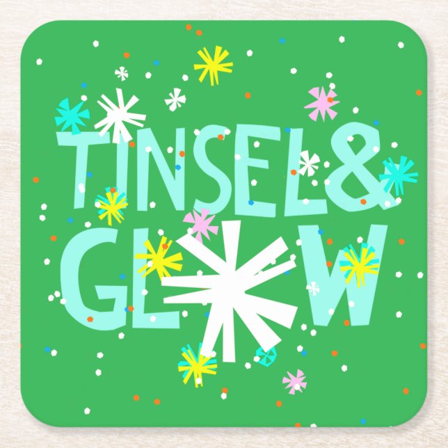 Tinsel & Glow Rechteckiger Pappuntersetzer (Vorderseite)