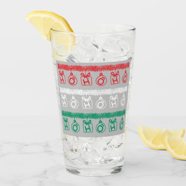 Tinsel HO HO HO (Tri Color) Glas (Vorderseite Ice)