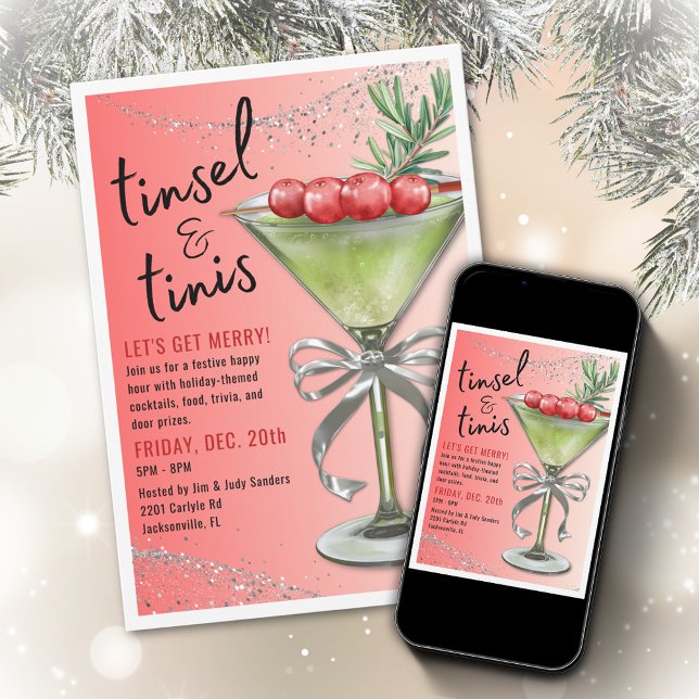 Tinsel & Tinis Holiday Party Invitation Einladung (Von Creator hochgeladen)