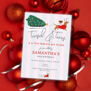 Tinsel & Tinis Tini Weenie Bit Weihnachten Geburts Einladung