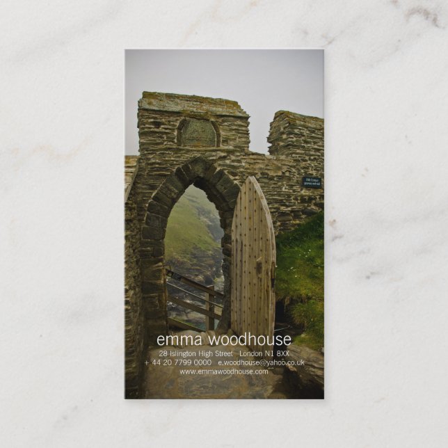 Tintagel Schloss Visitenkarte (Vorderseite)