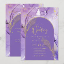 Tinte Abstrakt LILA GOLD Lavendel Wedding INVITE