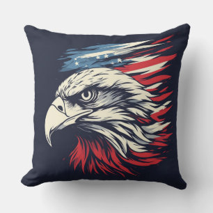 Tinte Adler & Amerikanische Flagge Kunst Freiheit  Kissen