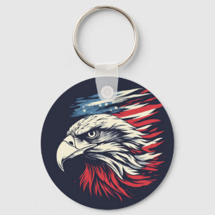 Tinte Adler & Amerikanische Flagge Kunst Freiheit Schlüsselanhänger