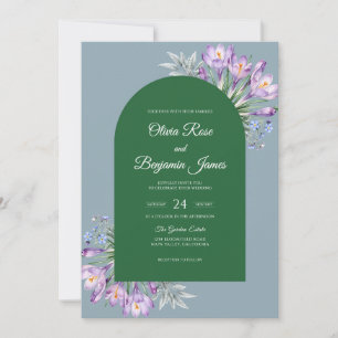 Tinte Amethyst Wald Blatt Hochzeit Einladung