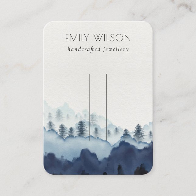Tinte Blue Navy Pine Woods Mountain Hairpin Displa Visitenkarte (Vorderseite)