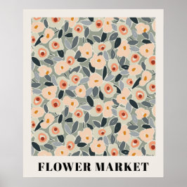 Tinte-Blumen-Blumenmarkt-Muster - Sonnige Wiese Poster