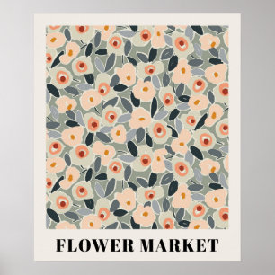 Tinte-Blumen-Blumenmarkt-Muster - Sonnige Wiese Poster