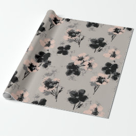 Tinte-Blüten-Dunkles Geschenkpapier