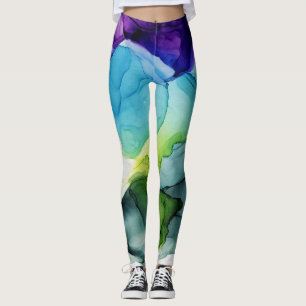 Tinte Cloud Swirl Abstrakt Trendy Lila Blue Green Leggings