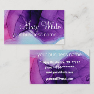 Tinte Cloud Swirl Trendy Modern Blue Lila Violet Visitenkarte