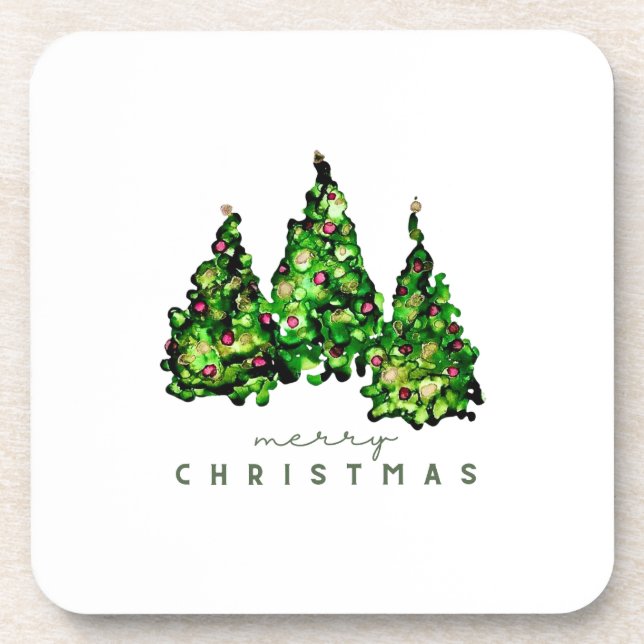 Tinte-Design-Weihnachtsbaum-Untersetzer Getränkeuntersetzer (Vorderseite)