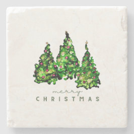 Tinte-Design-Weihnachtsbaum-Untersetzer Steinuntersetzer