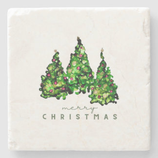 Tinte-Design-Weihnachtsbaum-Untersetzer Steinuntersetzer