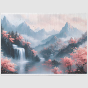 Tinte für blühende Bäume und Wasserfall Seidenpapier
